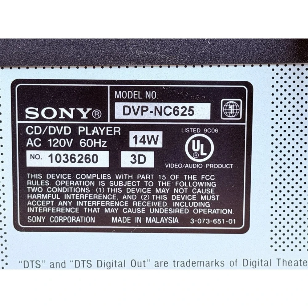 Sony DVP-NC625 5 Disc DVD CD Changer Player w/ OEM RMT-D154A Remote Tested